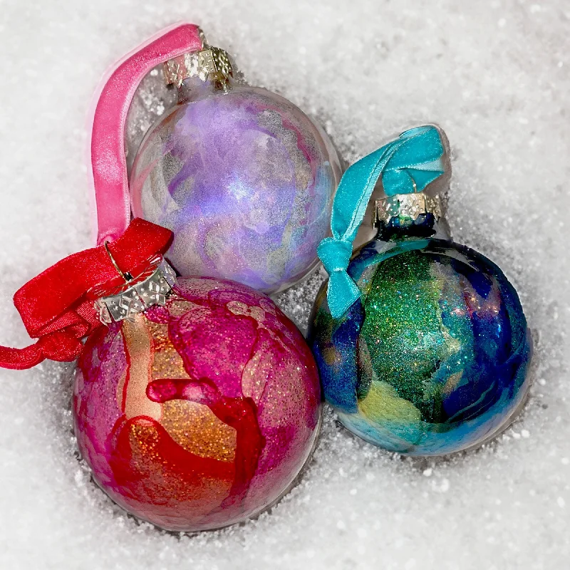 Inky Glass Ornaments