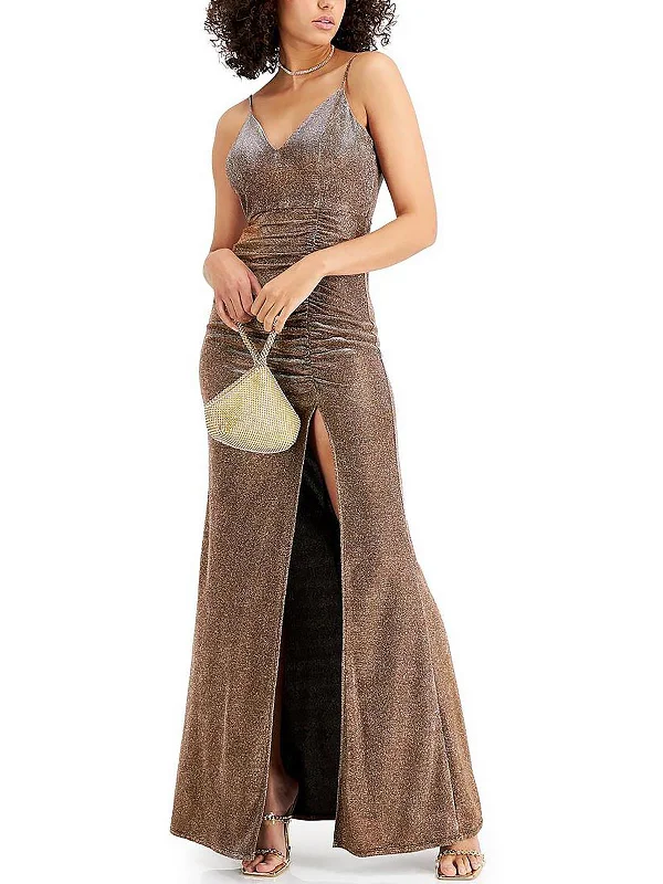 Juniors Womens Glitter Maxi Evening Dress