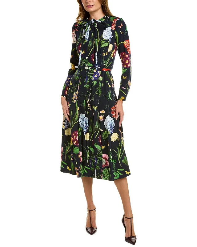 Oscar de la Renta Cady Silk-Lined Midi Dress