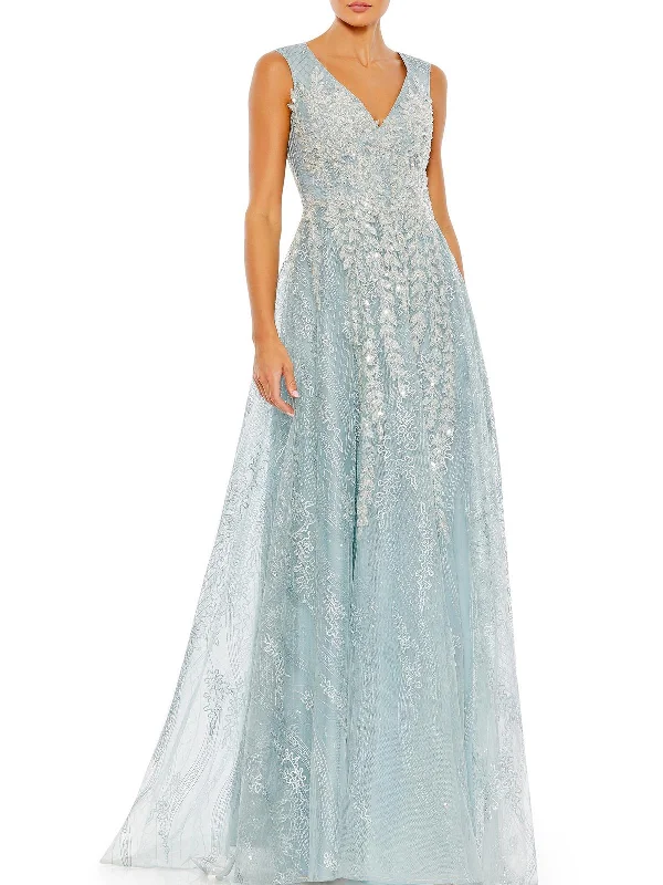 Plus Womens Embellished Maxi Evening Dress