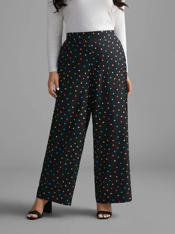 Colored Polka Dot Wide Leg Pants