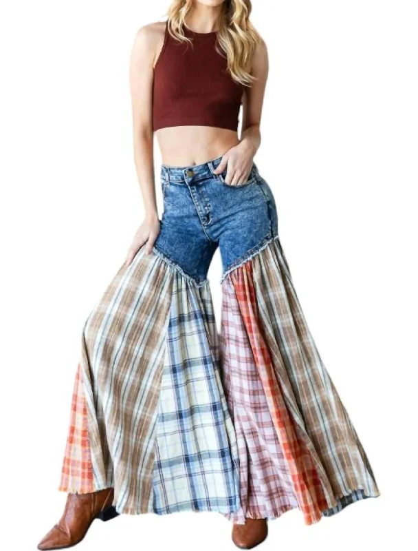 Country Girl Flared Pants In Denim Multi