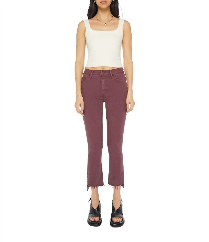 Insider Crop Step Fray Jeans In Mauve Wine