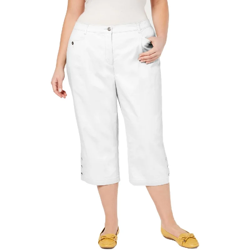 Plus Womens Tummy Control Comfort Waist Capri Pants