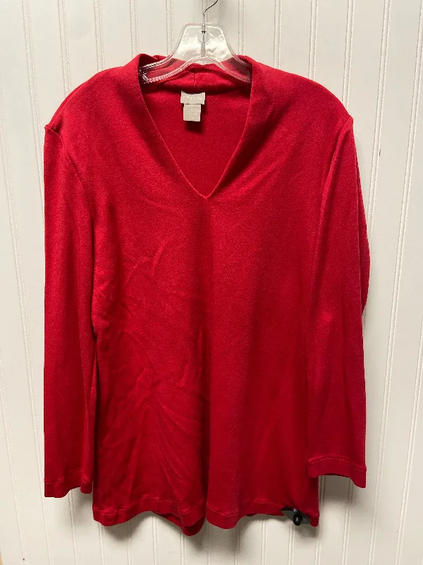 Top Long Sleeve Basic By Chicos In Red, Size: M