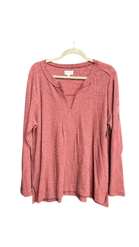 Top Long Sleeve Basic By Wonderly In Maroon, Size: Xl